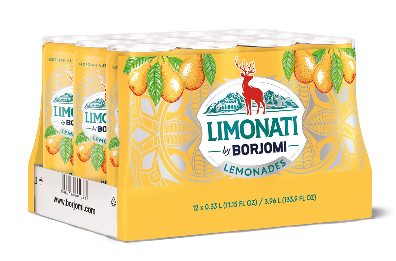 Лимонад Limonati by Borjomi: Груша, Тархун, Мандарин Аджарский, Цитрус газированный, 330мл